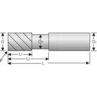 Alu-Schaftfräser VHM 8mm L2=44mm Z=3 lang, HA, Kantenschutz-Fase, ZrCN Ultra-N